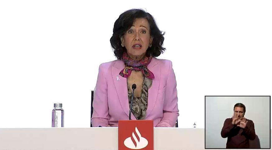 Ana Botín, presidenta del Banco Santander, en la Junta de Accionistas telemática