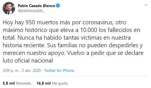 Tuit Pablo Casado 2