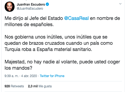 Tuit Escudero Felipe VI
