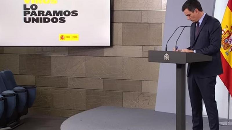Pedro Sánchez durante una comparecencia desde Moncloa