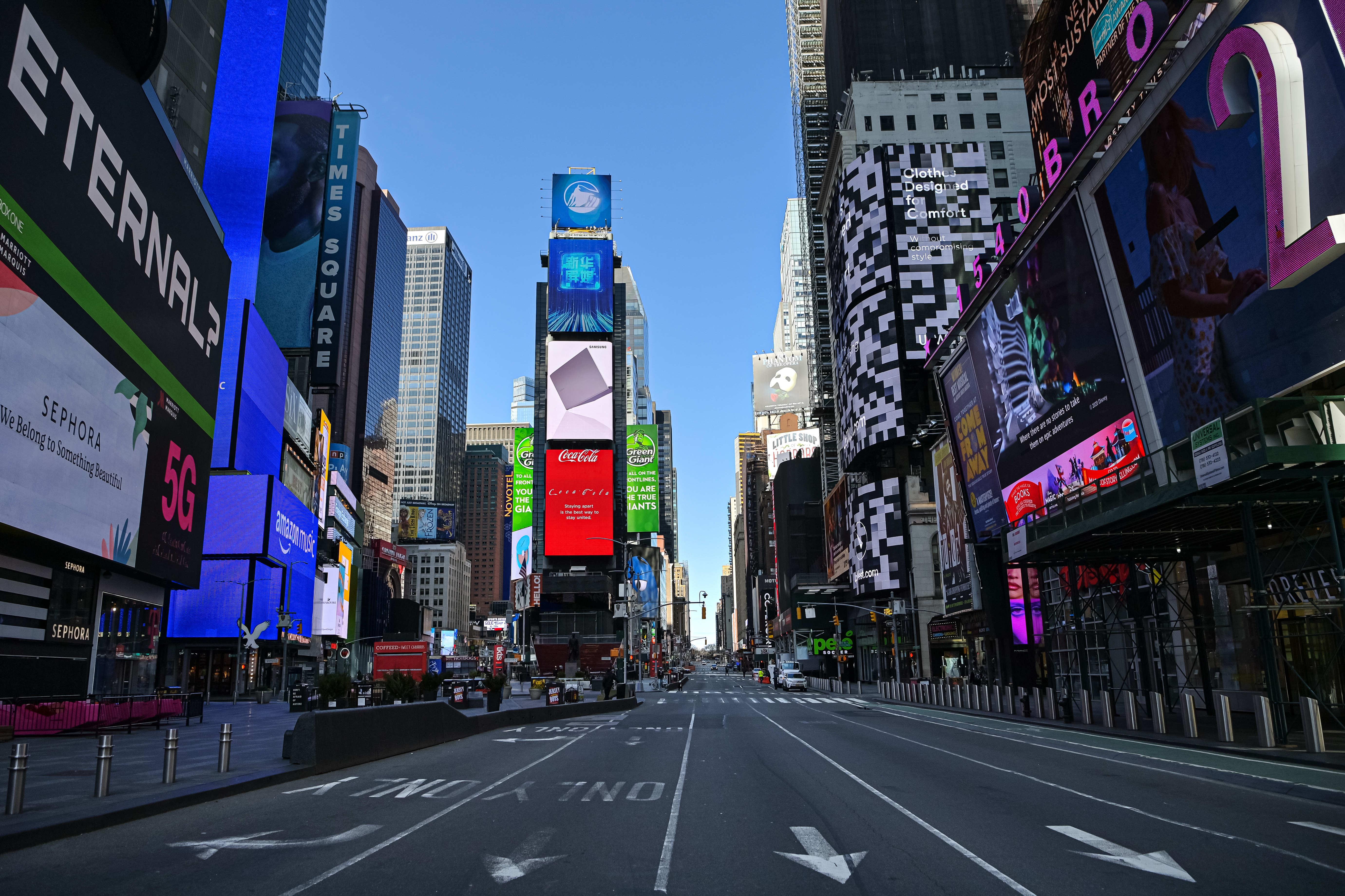 El centro de Nueva York, Times Square, vacío por el coronavirus / EuropaPress