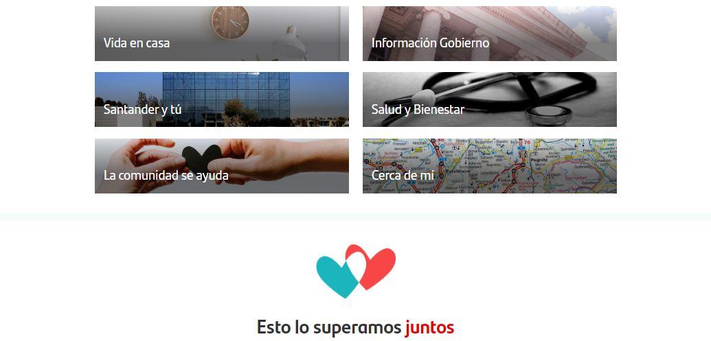 Esto lo superamos juntos, el nuevo espacio web de Banco Santander por el coronavirus