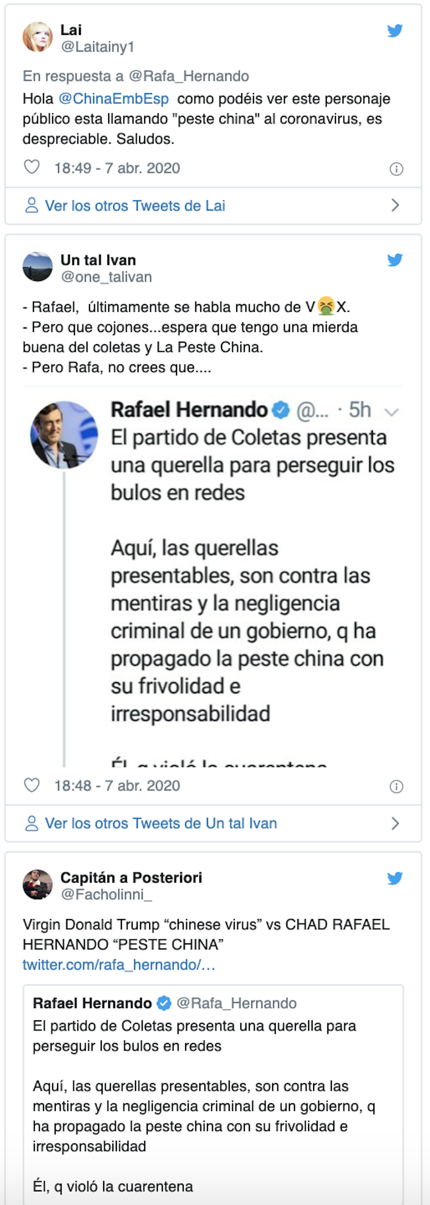 Tuits contra Rafael Hernando Tuits contra Rafael Hernando