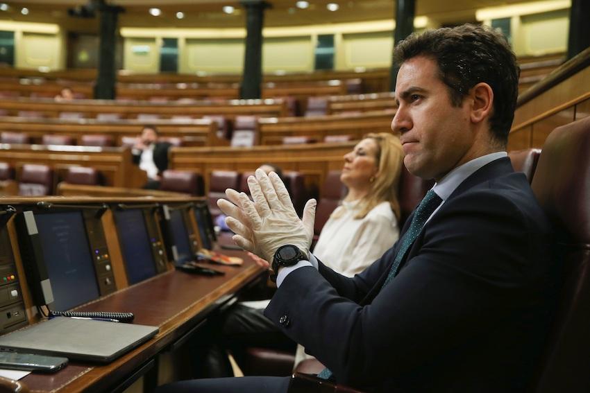 El diputado Teodoro García Egea durante el pleno de prórroga del estado de alarma