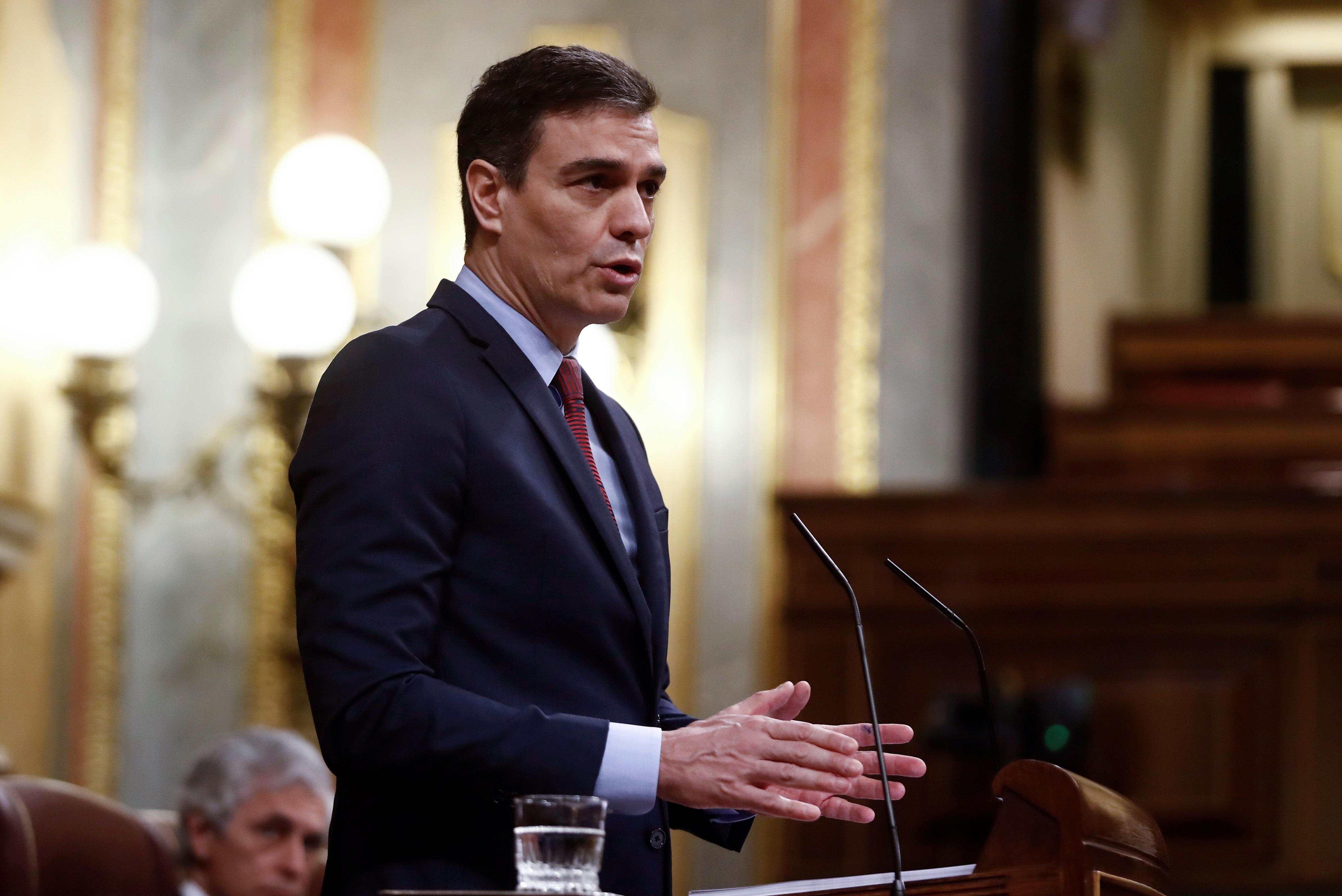 Pedro Sánchez interviene en el debate sobre la prórroga del estado de alarma en el Congreso. Europa Press.