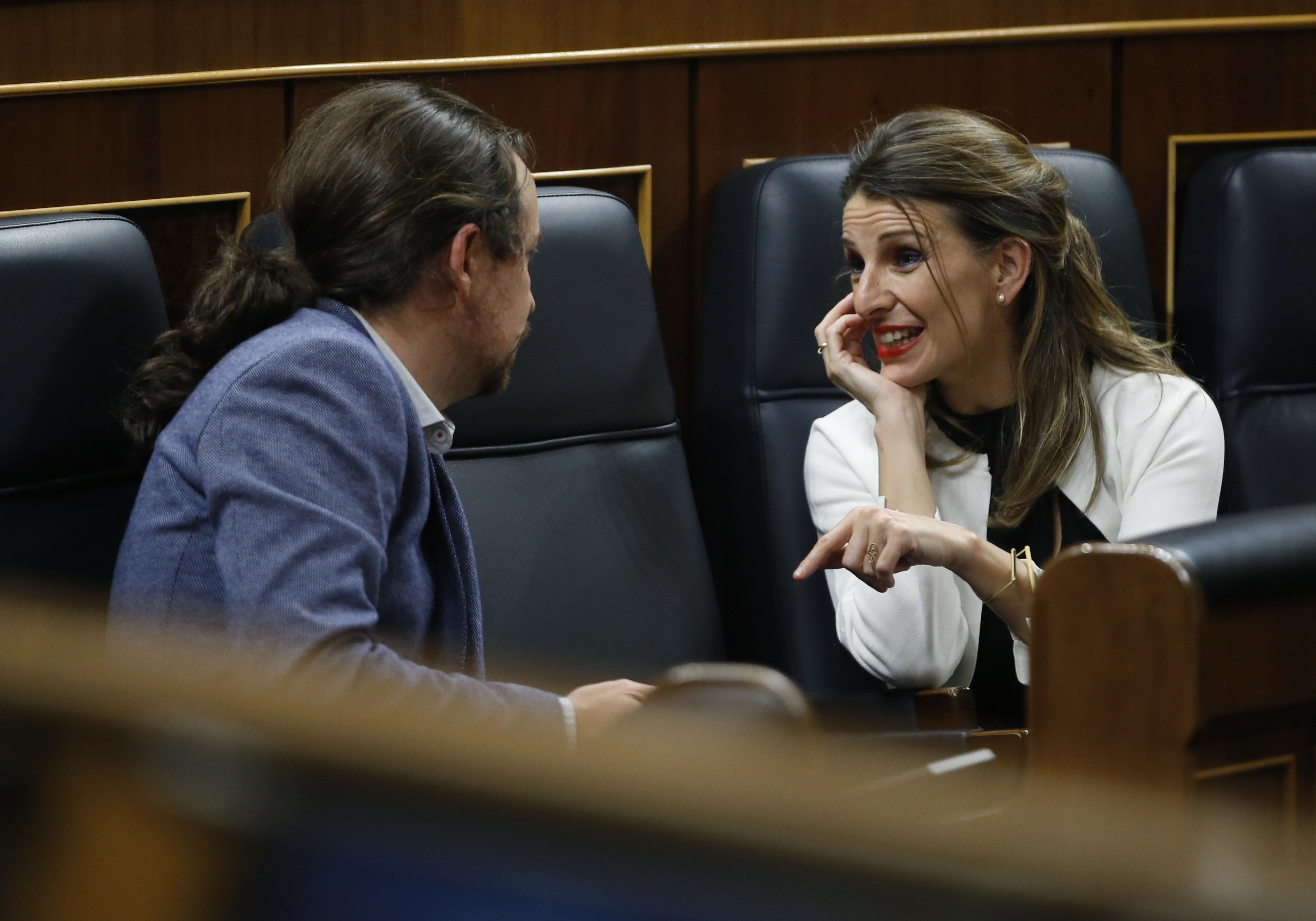 Pablo Iglesias y Yolanda Díaz en el Congreso de los Diputados