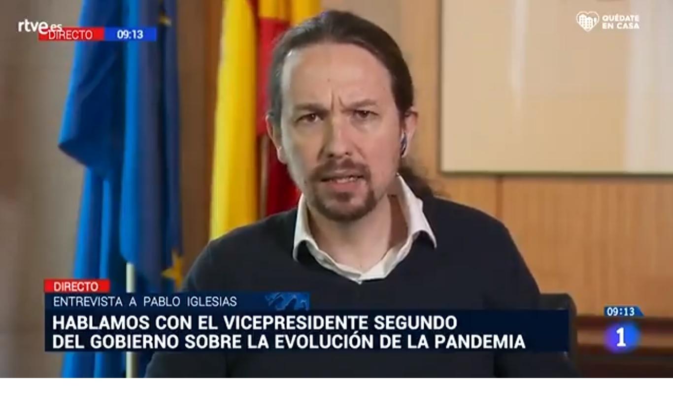 Pablo Iglesias durante la entrevista con 'Los desayunos de TVE'. Fuente: RTVE.