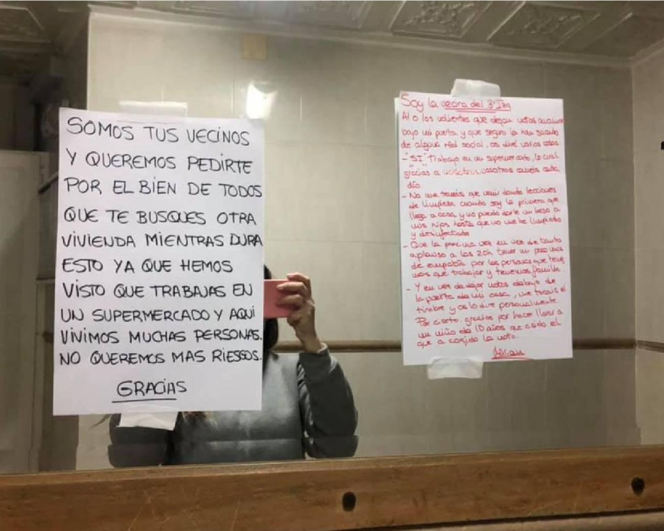 La carta que se encontró Miriam Armero y su respuesta (derecha). Fuente: Facebook.