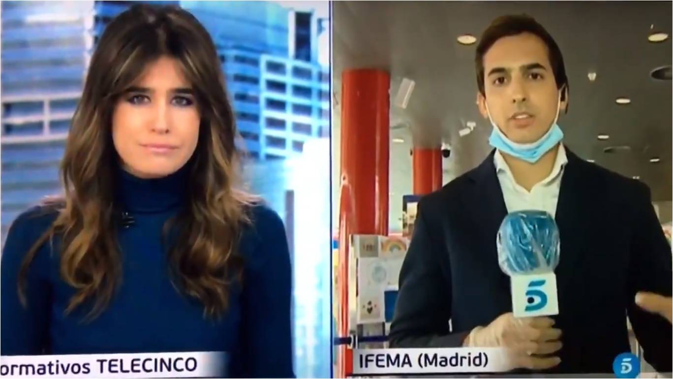 Conexión del reportero desde IFEMA en Informativos Telecinco