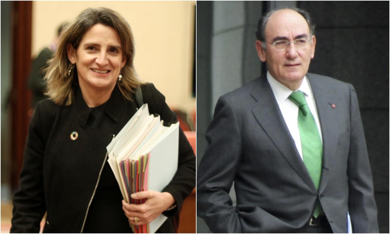 Teresa Ribera, ministra de Transición Ecológica, e Ignacio Sánchez Galán, presidente de Iberdrola