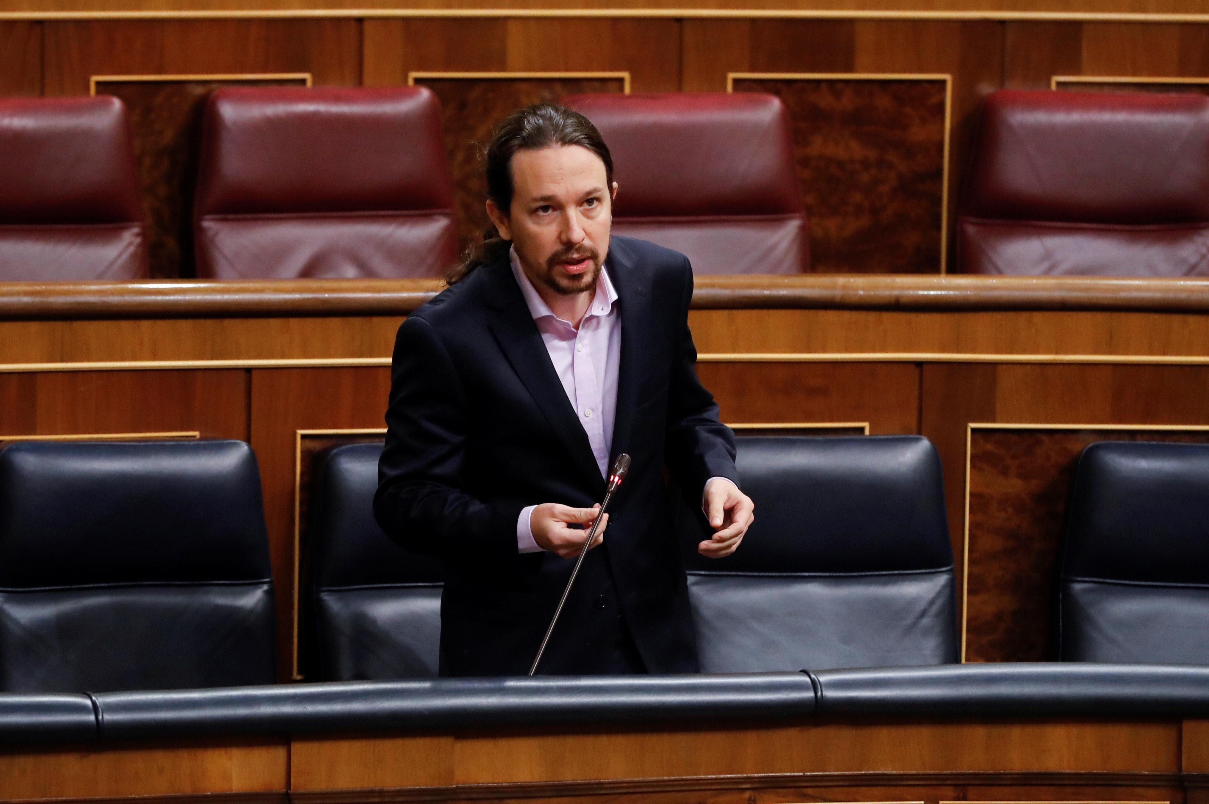 El vicepresidente del Gobierno, Pablo Iglesias, durante la sesión de control al Gobierno. 