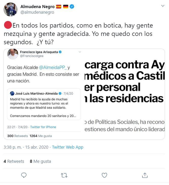 Almudena Negro tuit Almudena Negro tuit