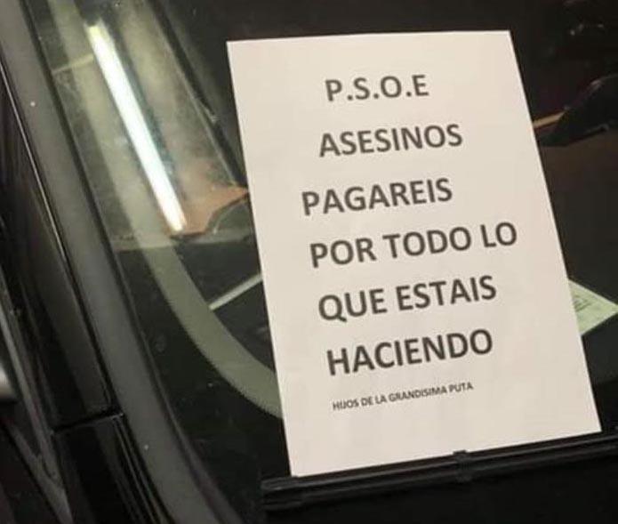 El secretario general del PSOE Móstoles denuncia amenazas en su coche privado 