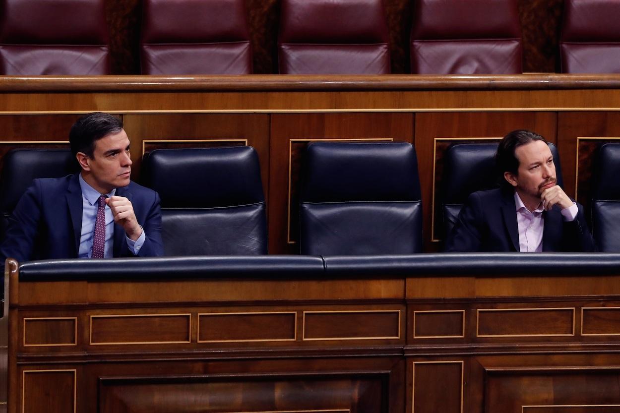 Pedro Sánchez y Pablo Iglesias en el Congreso de los Diputados. EP