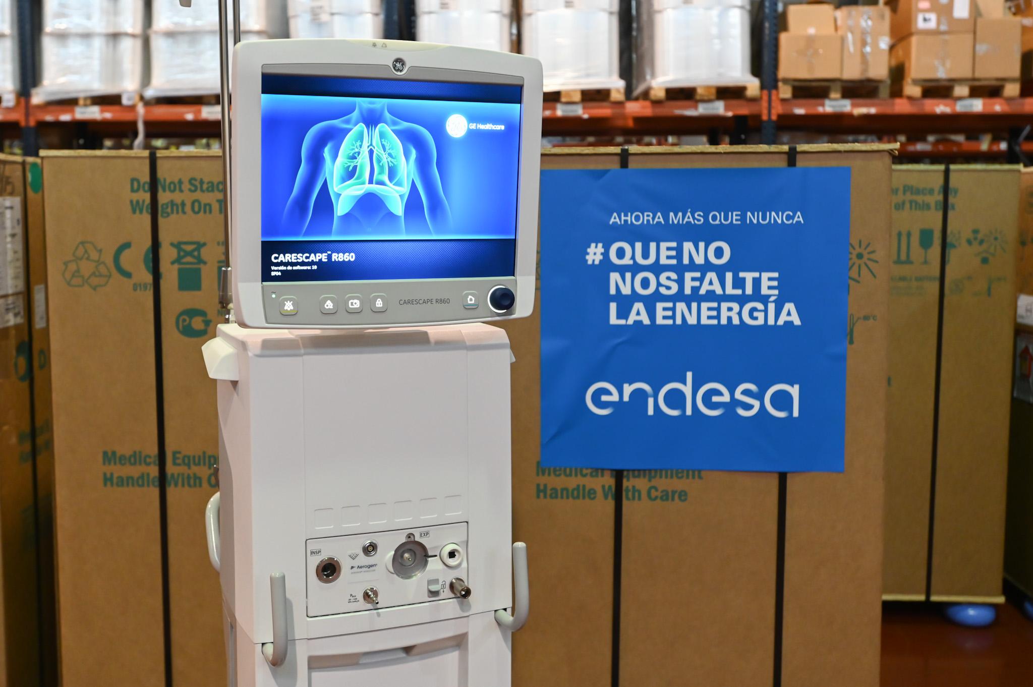 Uno de los respiradores donado por Endesa