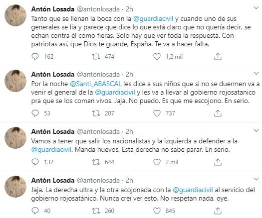Tuits de Antón Losada sobre la polémica de los bulos