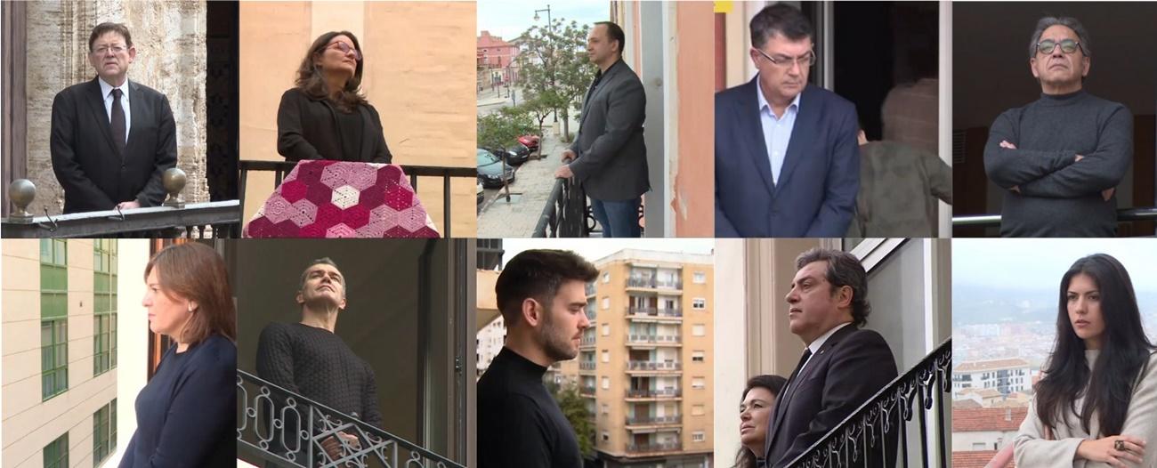 Los políticos valencianos rinden homenaje a las víctimas del Covid 19 desde sus balcones