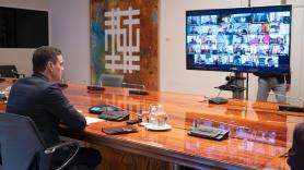 Pedro Sánchez reunido con los presidentes regionales por videoconferencia