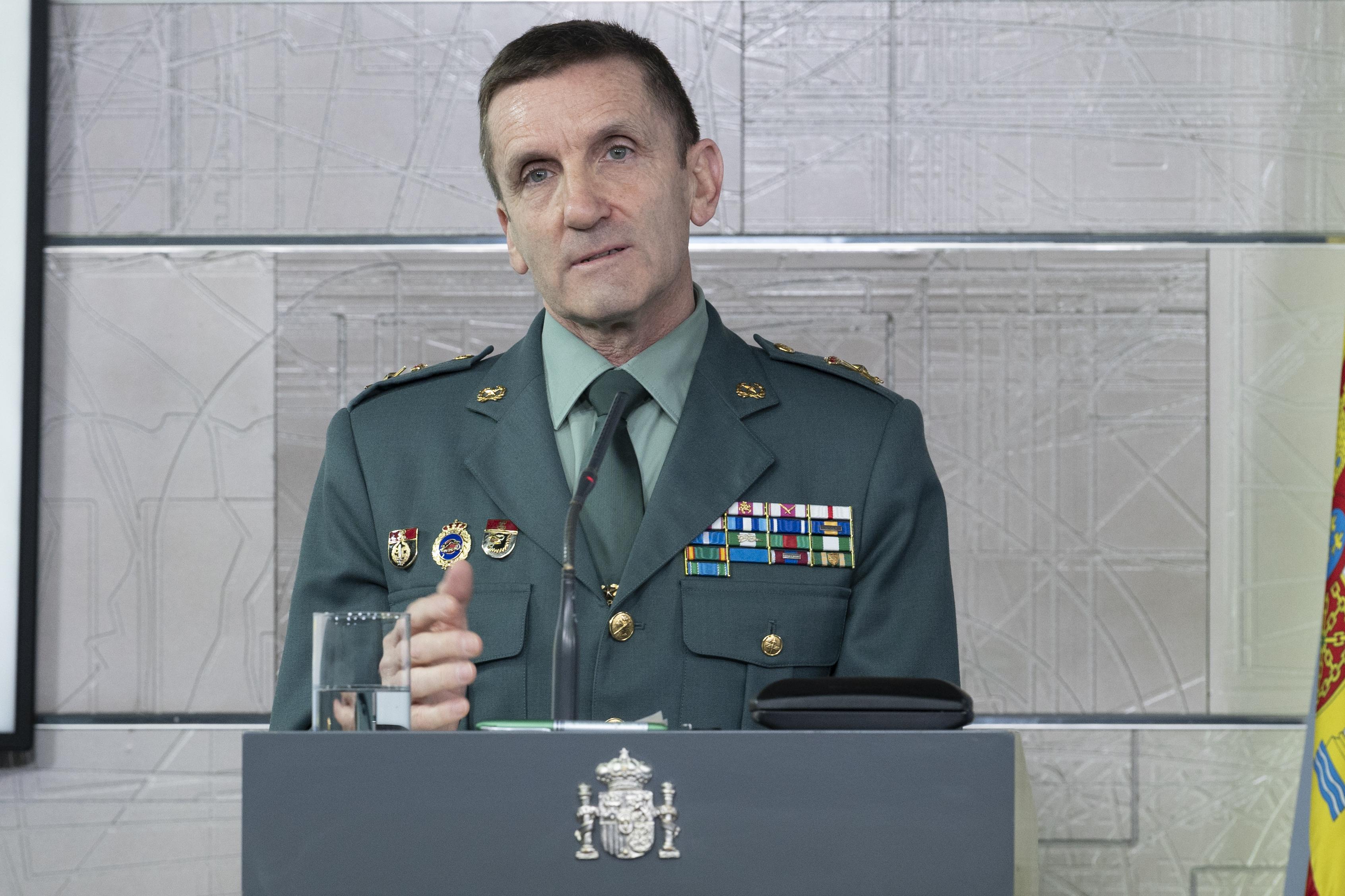 El jefe del Estado Mayor de la Guardia Civil en la rueda de prensa del Comité de Técnicos. Europa Press.