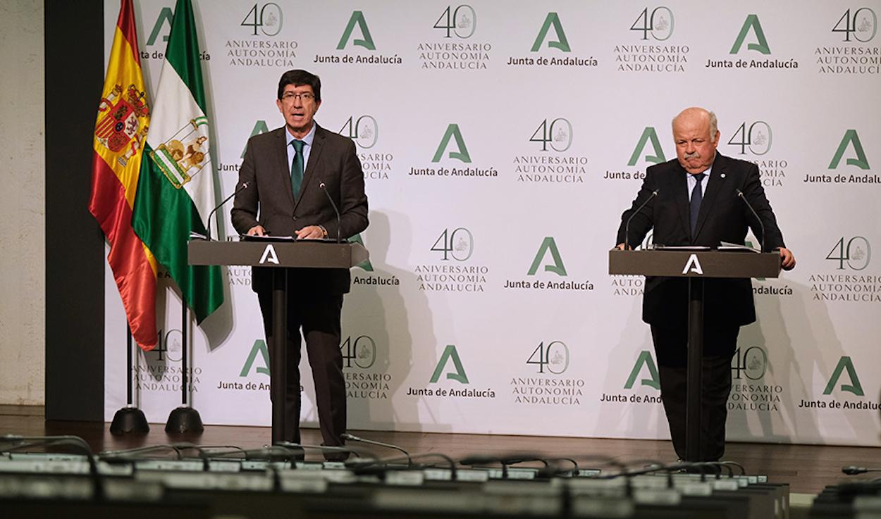 El vicepresidente Juan Marín y el consejero de Salud Jesús Aguirre.