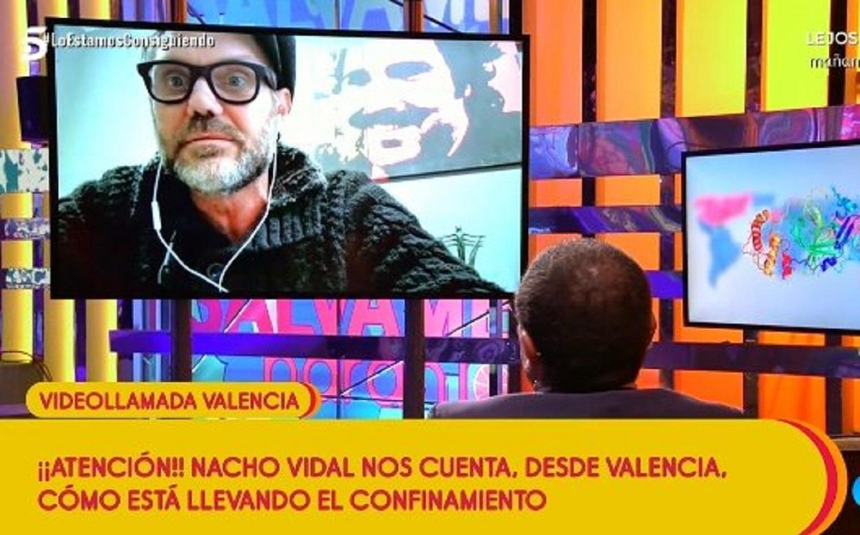 Nacho Vidal en una conexión online en 'Sálvame'. Twitter