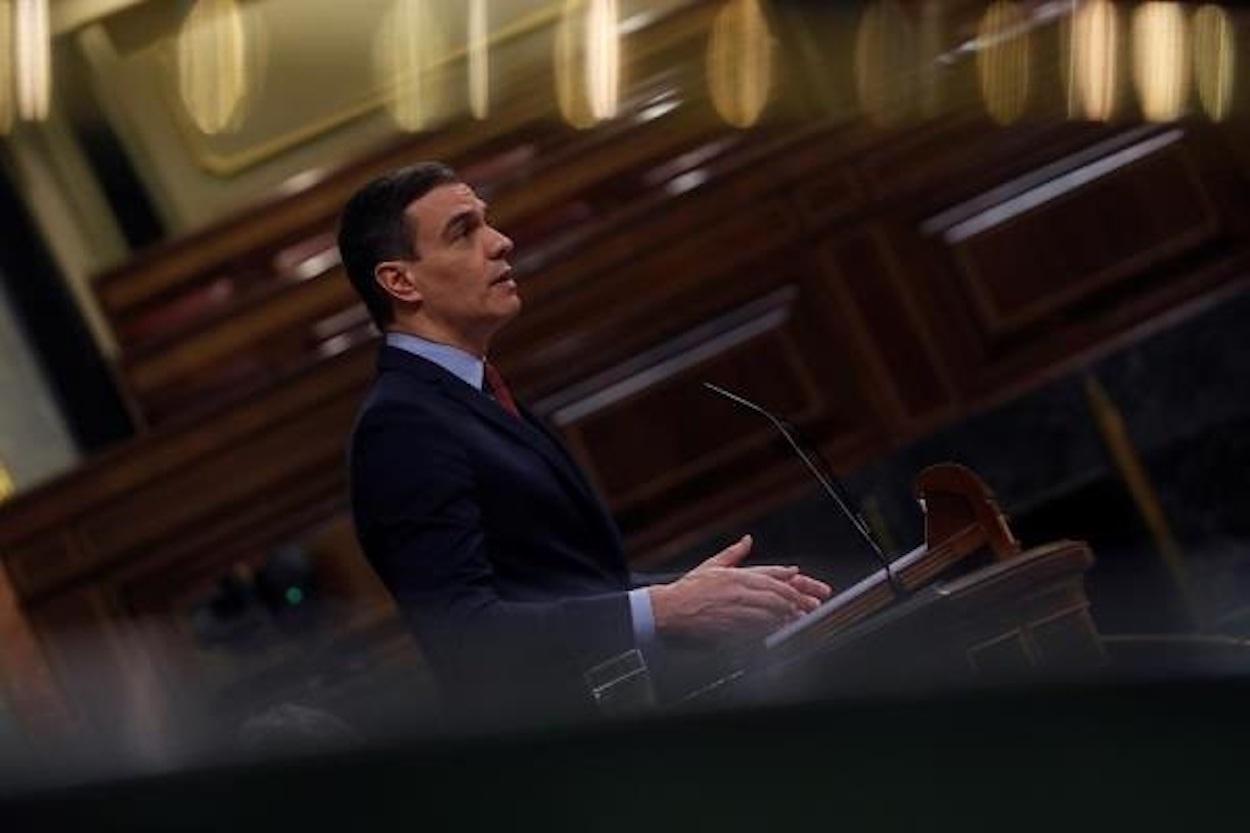 El presidente del Gobierno, Pedro Sánchez, durante la sesión plenaria para prorrogar el estado de alarma