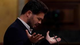 El portavoz de Esquerra Republicana, Gabriel Rufián, durante su intervención en el debate de la prórroga del estado de alarma. Europa Press.