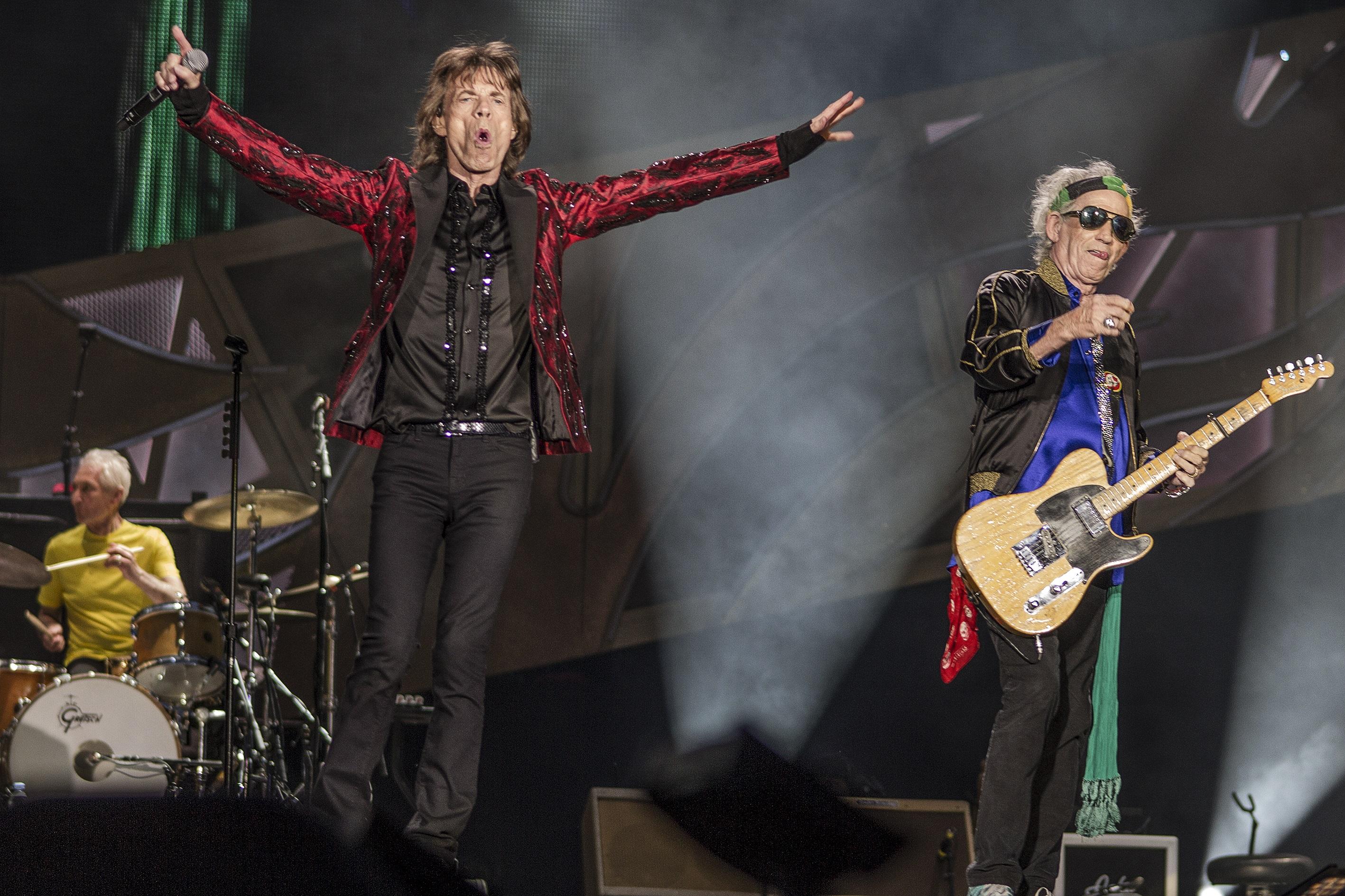 Mick Jaggery Keith Richards durante un concierto de The Rolling Stones en Madrid