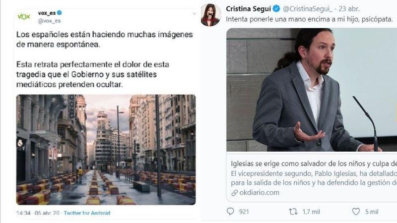 Dos de los tuits que han sido denunciados por el PSOE