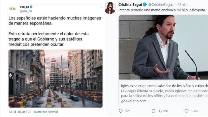 Dos de los tuits que han sido denunciados por el PSOE Dos de los tuits que han sido denunciados por el PSOE