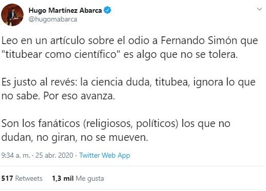 Hugo Martínez sobre las críticas a Fernando Simón