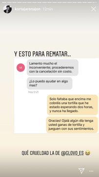 Conversación en Instagram del actor Jon Kortajarena con Glovo 3