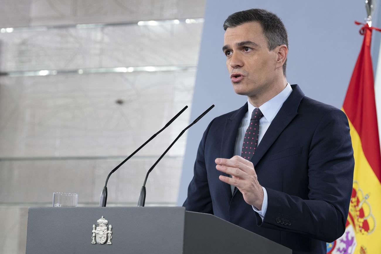 Pedro Sánchez durante una de sus comparecencias