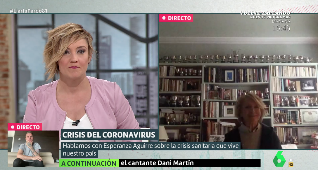 Cristina Pardo entrevista a Esperanza Aguirre en el programa Liarla Pardo de laSexta