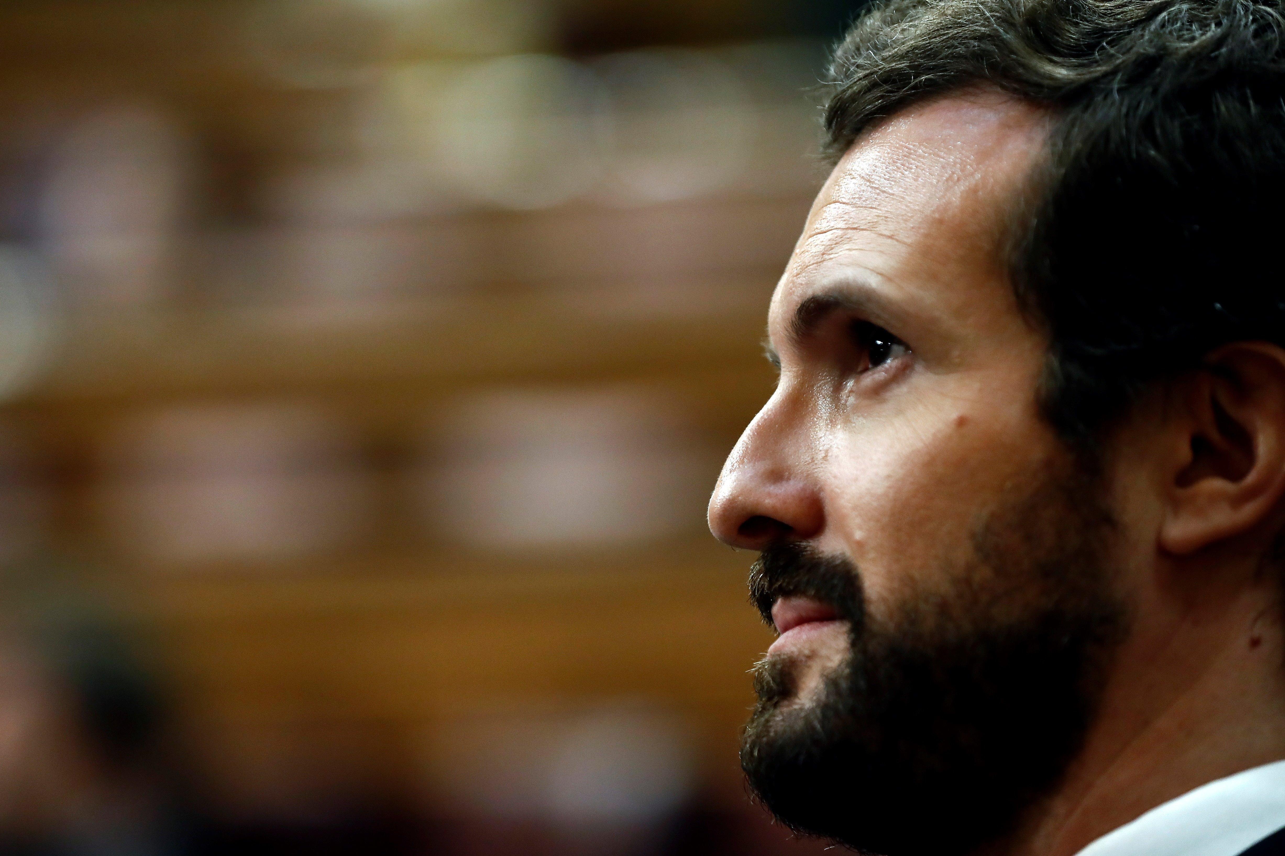 El presidente del PP, Pablo Casado, en el Congreso de los Diputados. Fuente: Europa Press.