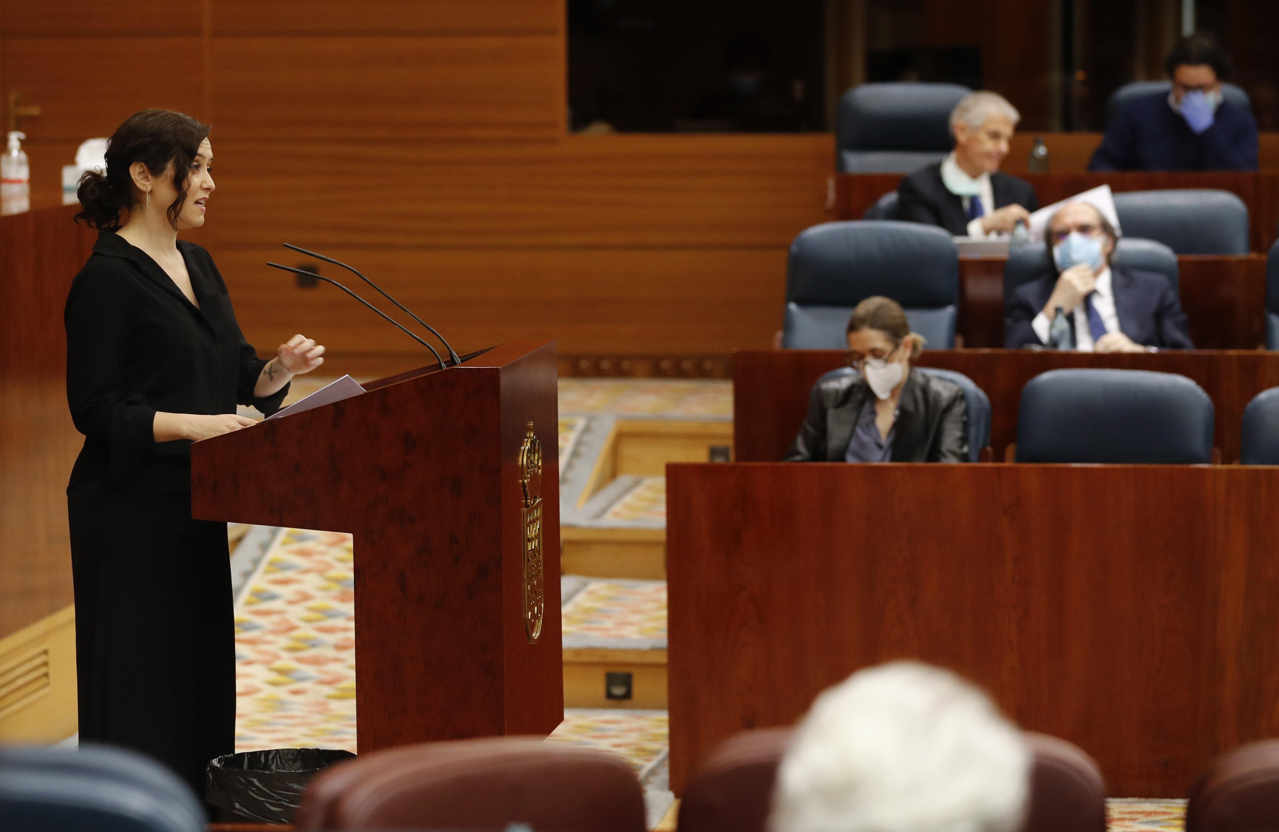 Isabel Díaz Ayuso en la Asamblea de Madrid. EP