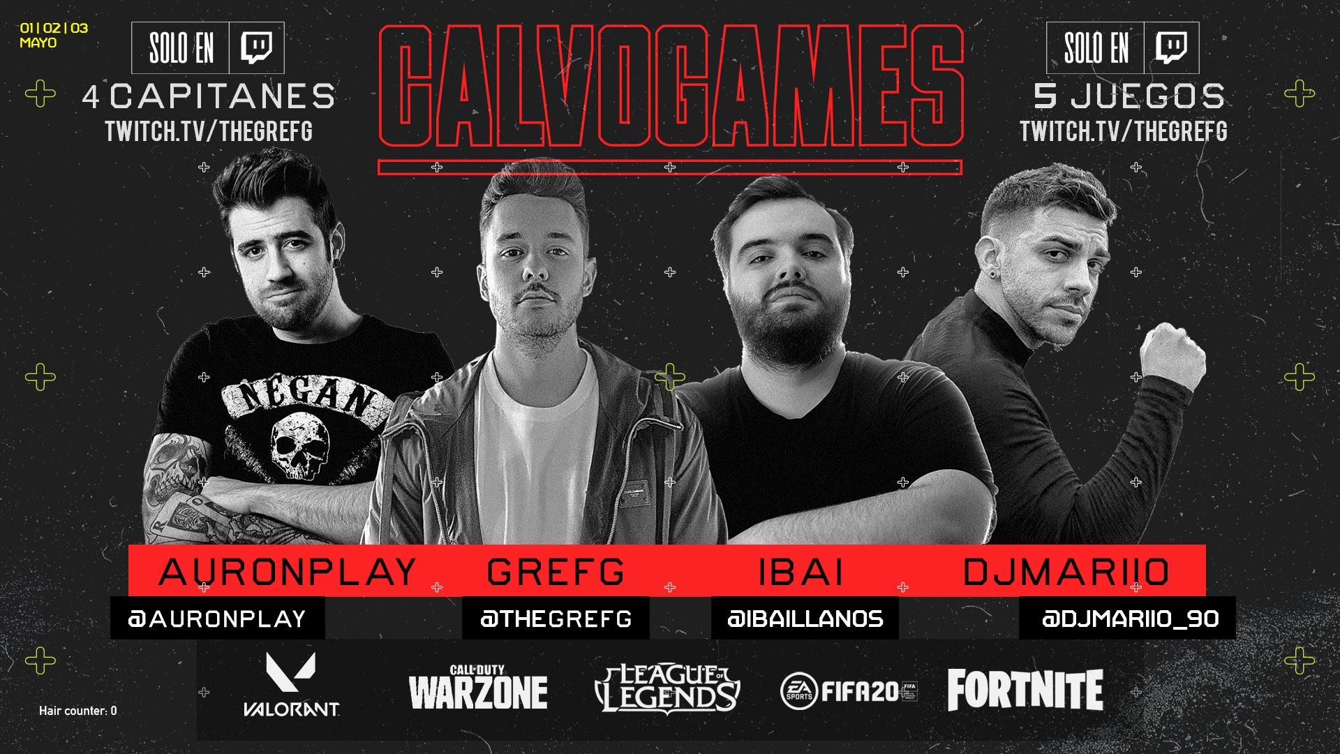 Calvo Games tendrá como padrinos a Auronplay, TheGrefg, Ibai y DjMaRiiO