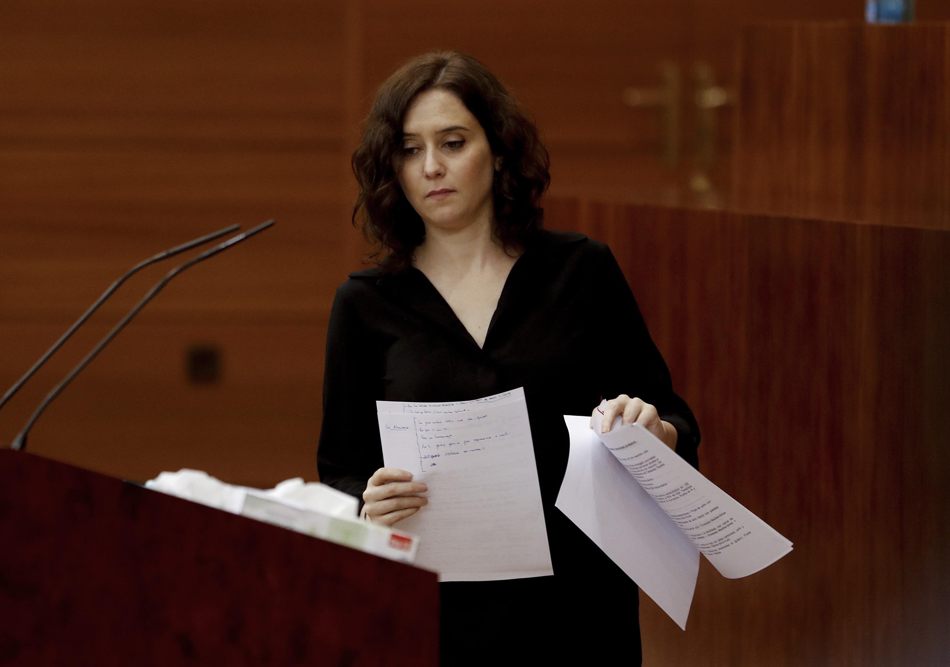 Isabel Díaz Ayuso alaba la gestión del PP en la sanidad pública madrileña en la Asamblea de Madrid. Europa Press