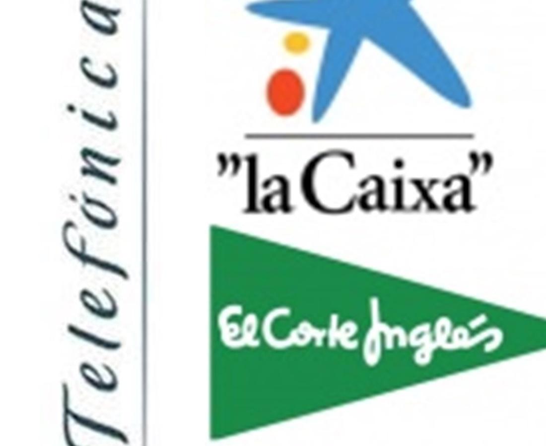 Logos Telefónica, La Caixa y El Corte Inglés