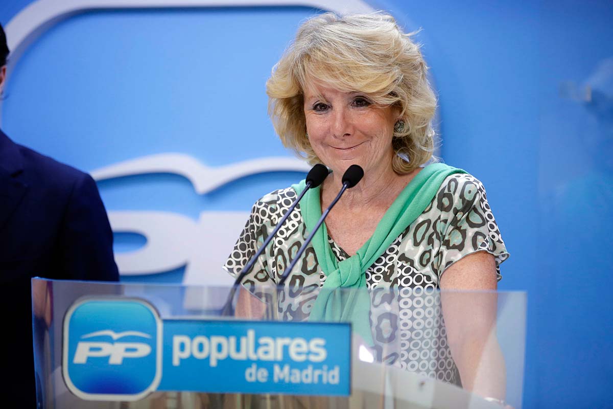 Esperanza Aguirre durante una rueda de prensa. 