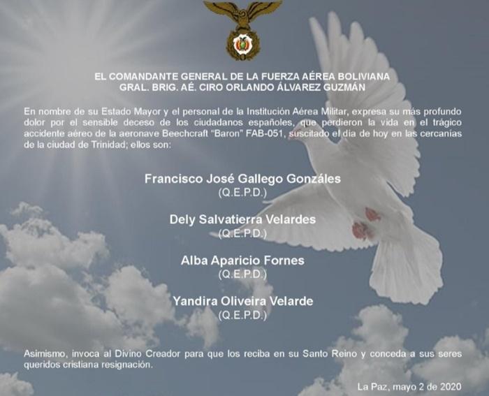 Españoles fallecidos en el accidente de avioneta de Bolivia
