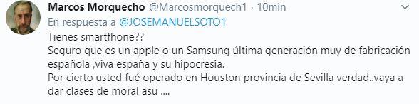 Respuesta criticando el tuit de José Manuel Soto