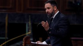 Santiago Abascal, dirigente de Vox, durante su intervención en el debate sobre la cuarta prórroga del estado de alarma. Europa Press.