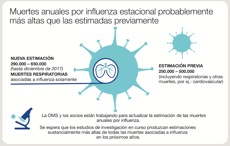 Muertes por gripe estacionaria. Fuente: OMS