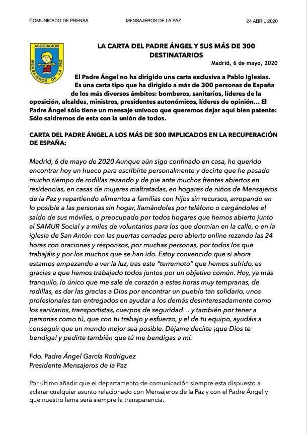 Carta del padre Ángel