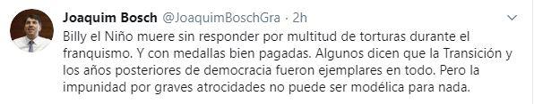 Reflexión del juez y portavoz de Jueces para la democracia, Joaquim Bosch, tras la muerte de Billy el Niño