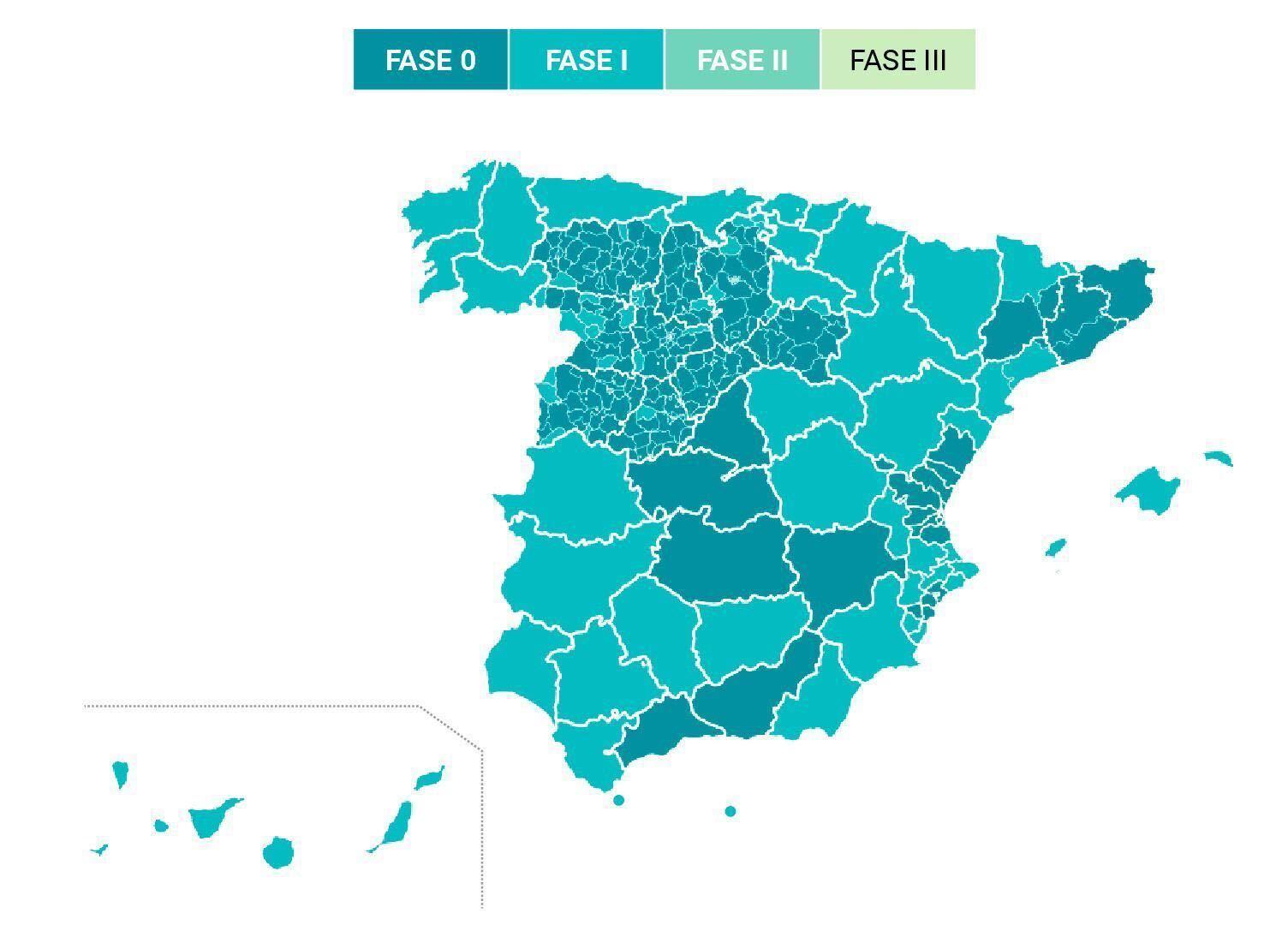 Mapa Desescalada España: Estas son las provincias que pasan a la fase 1 el 11 de mayo
