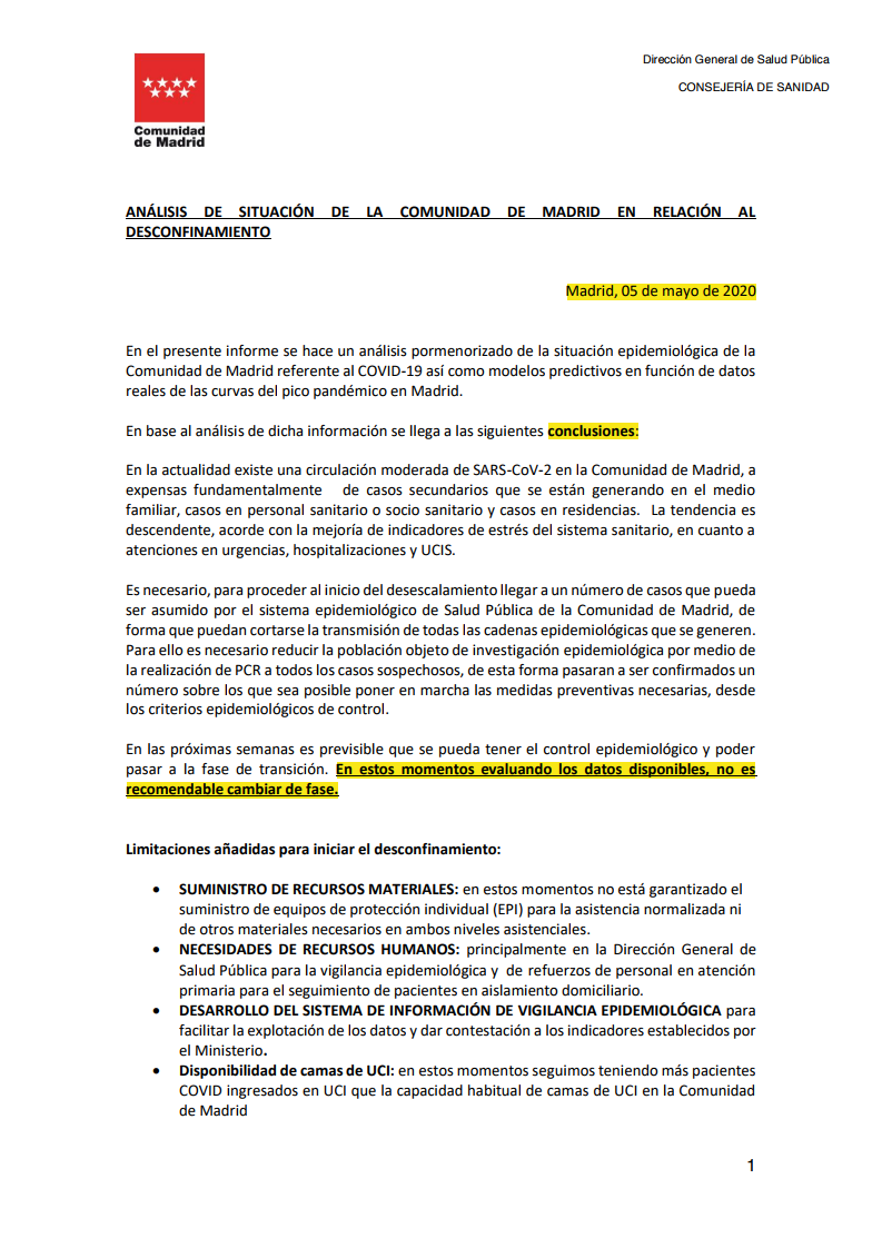 01. Coronavirus. CM. Consejeria Sanidad. DG. Salud Publica. Informe situacion epidemiologica Covid. 05.05.20 01. Coronavirus. CM. Consejeria Sanidad. DG. Salud Publica. Informe situacion epidemiologica Covid. 05.05.20