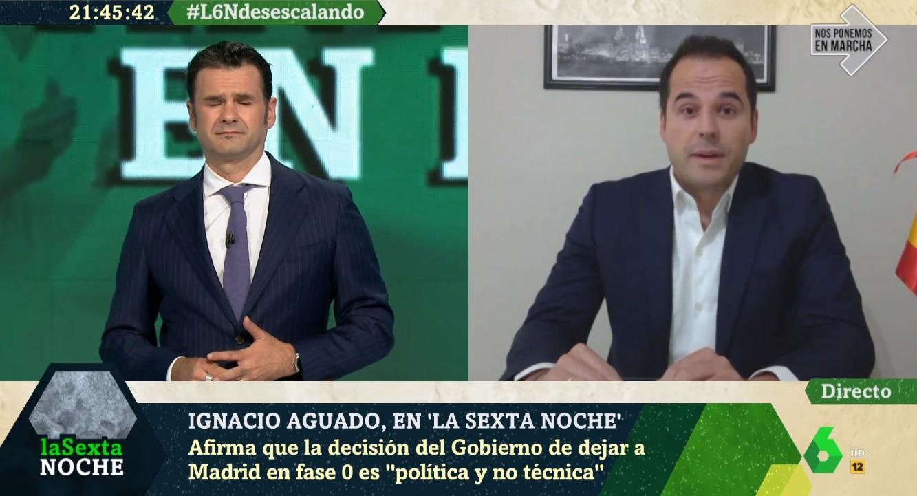 El vicepreisdente de la Comunidad de Madrid, Ignacio Aguado (derecha), en 'laSexta Noche'. Fuente: laSexta.