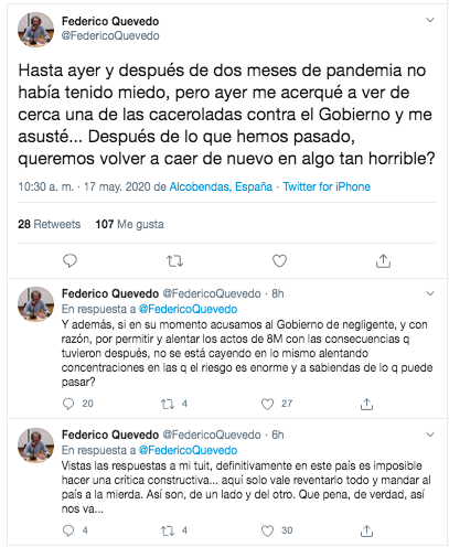 Hilo de Twitter del periodista Federico Quevedo